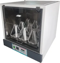 Table Top Model with Acrylic hood shaking platform for 16 Flask x 250 / 500 ml. Temp. range Ambient +5°C to 80°C By Digital PID Temp. Indicator cum Controller, Accuracy ±1°C. Digital RPM controller with Timer RPM range 40-300. To work on 220/230 Volt AC. Supply. Note : Customized sizes with variable flask capacity are available.